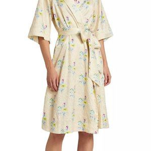 Ganni Floral Crinkled Satin Wrap Dress